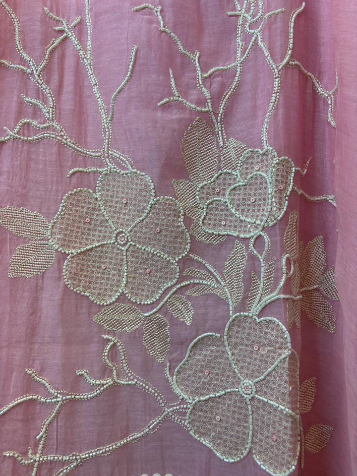 Zarevia – Pink Mul Cotton Embroidered Tassel Suit