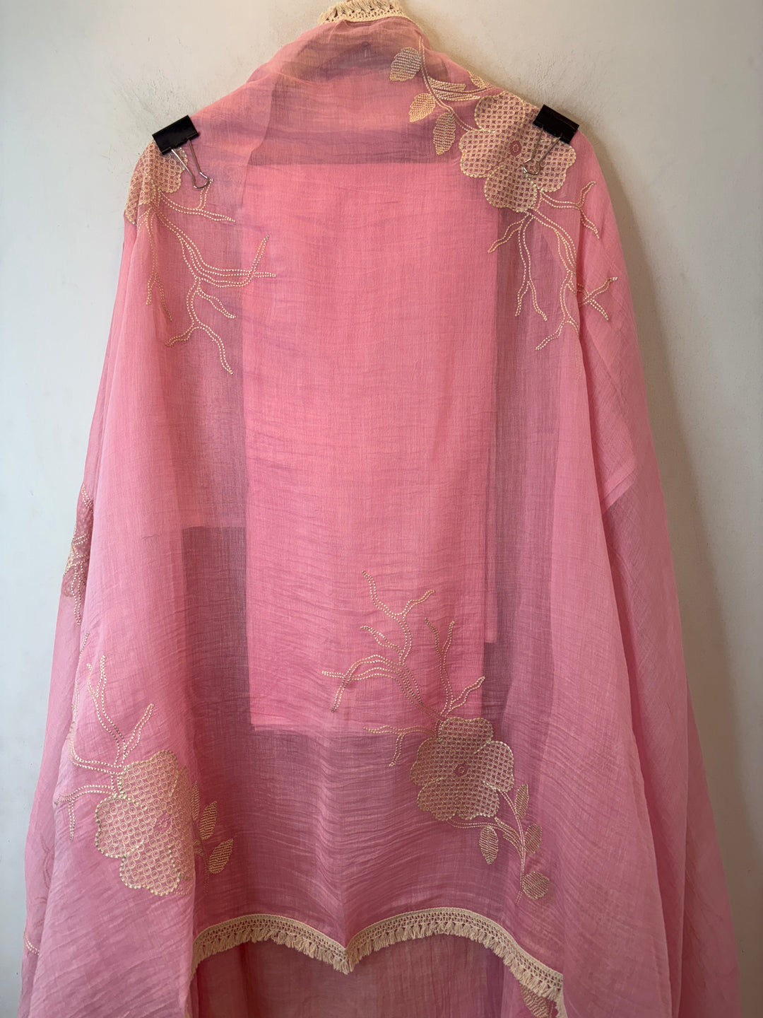 Zarevia – Pink Mul Cotton Embroidered Tassel Suit
