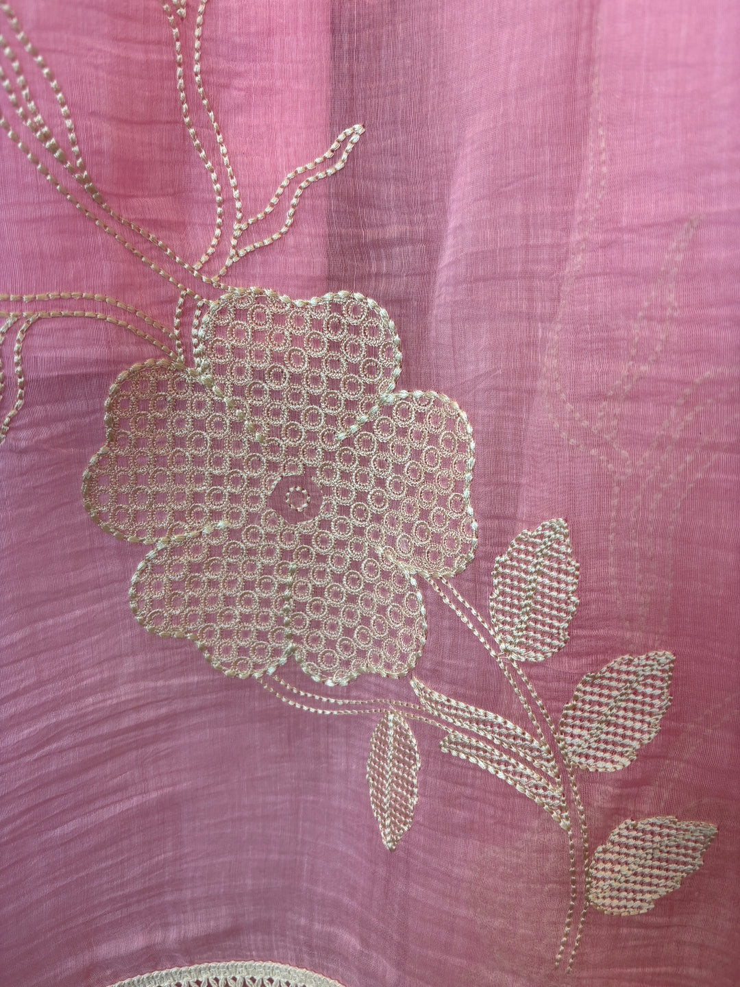 Zarevia – Pink Mul Cotton Embroidered Tassel Suit