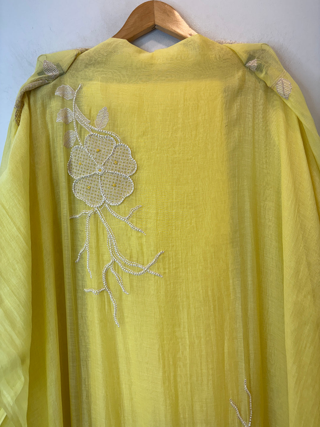 Zarevia – Lemon Yellow Mul Cotton Embroidered Tassel Suit