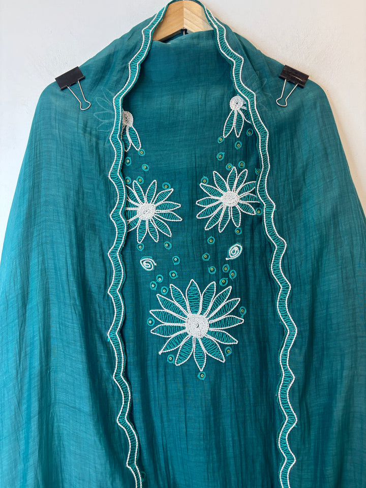 Floraya – Green Mul Cotton Dori Flower Suit