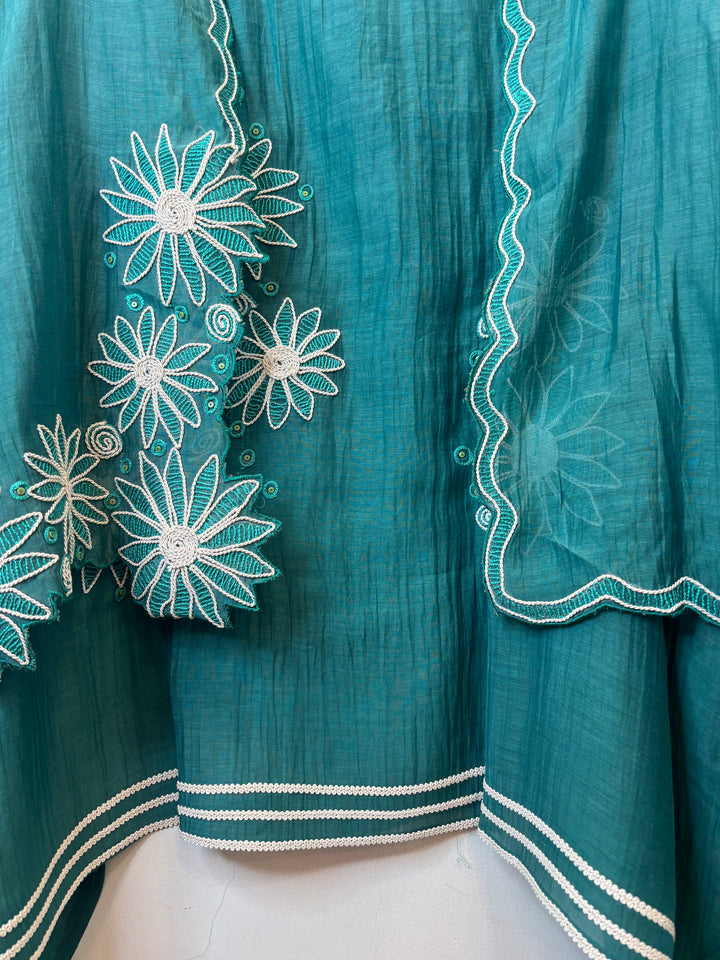 Floraya – Green Mul Cotton Dori Flower Suit