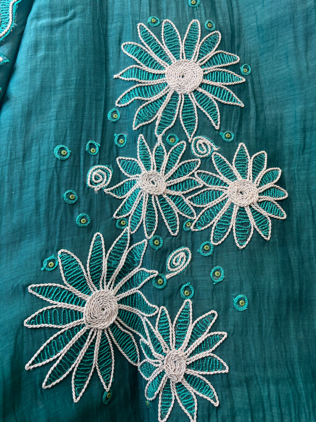 Floraya – Green Mul Cotton Dori Flower Suit