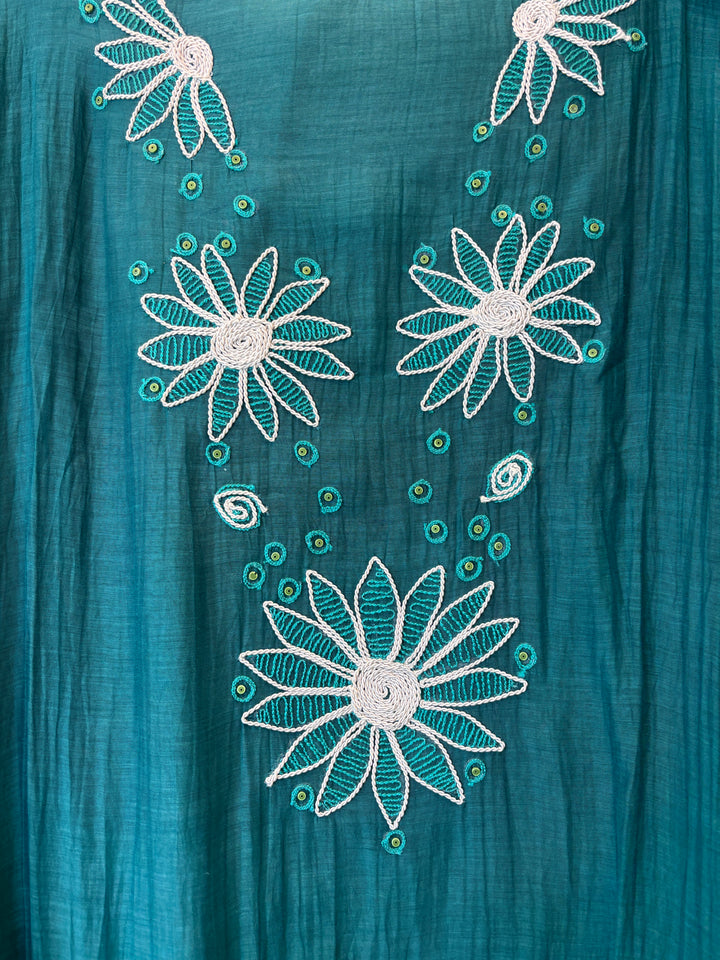 Floraya – Green Mul Cotton Dori Flower Suit