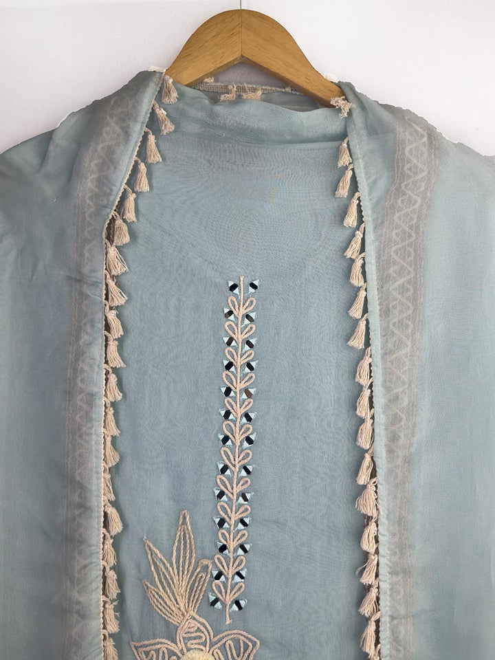Jahanara – Organza Applique &amp; Jute Work Suit