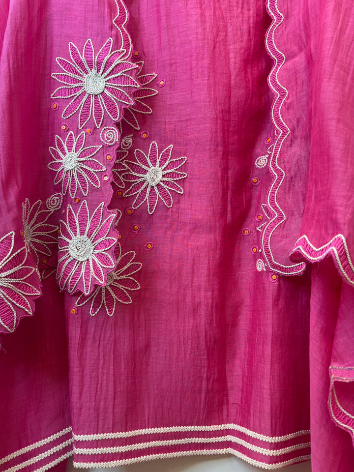 Floraya – Pink Mul Cotton Dori Flower Suit