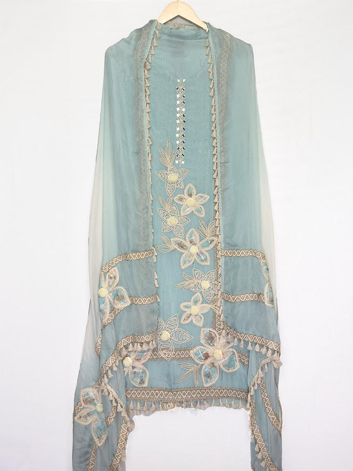 Jahanara – Organza Applique &amp; Jute Work Suit