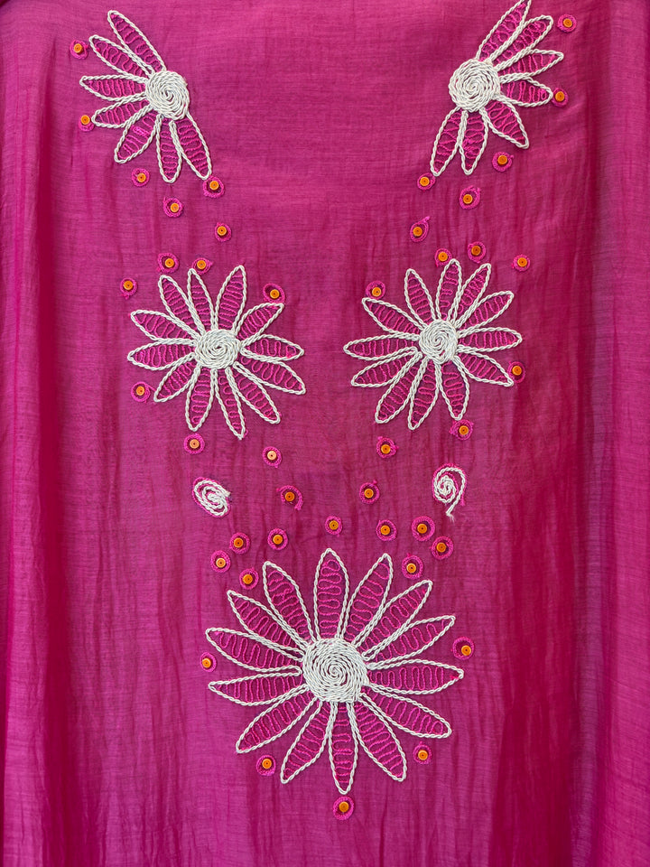 Floraya – Pink Mul Cotton Dori Flower Suit