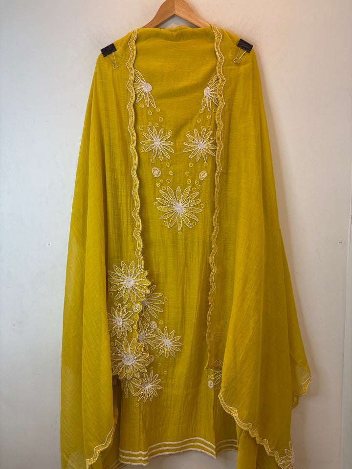 Floraya – Yellow Mul Cotton Dori Flower Suit