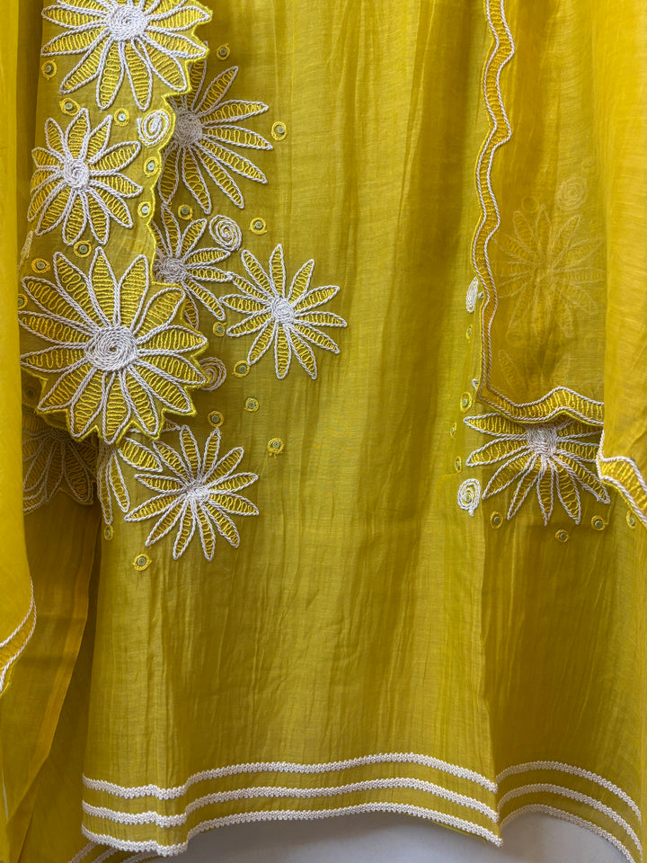 Floraya – Yellow Mul Cotton Dori Flower Suit