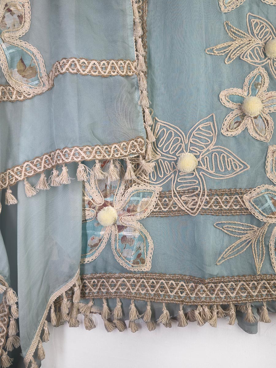 Jahanara – Organza Applique &amp; Jute Work Suit