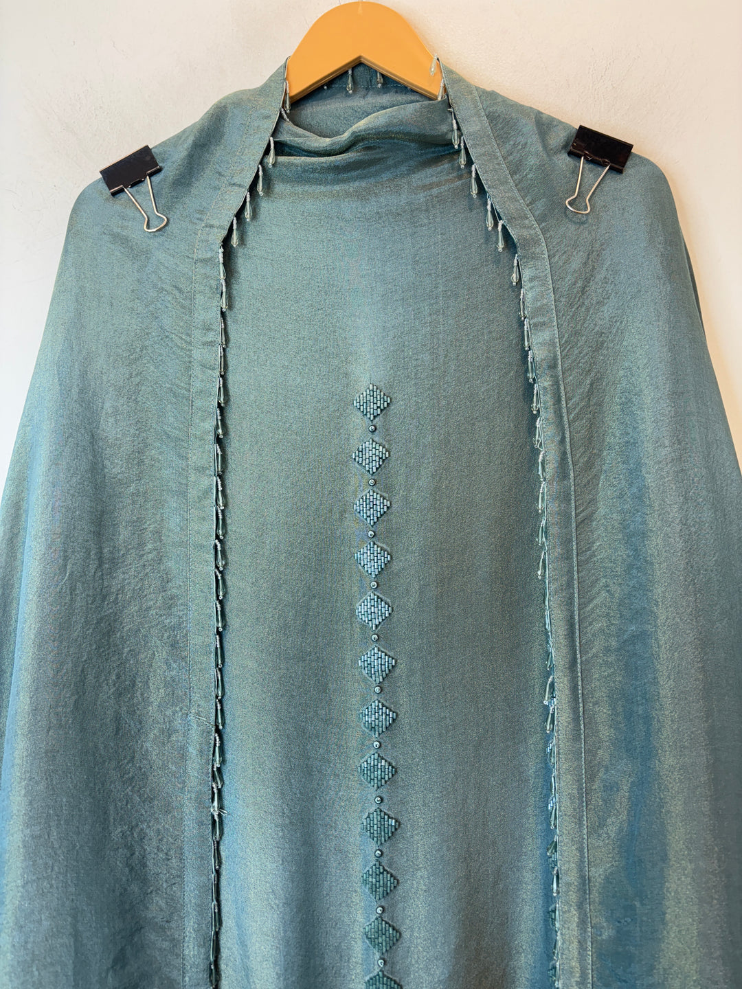 Zehvaya – Sea Green Shimmer Tissue Handwork Suit