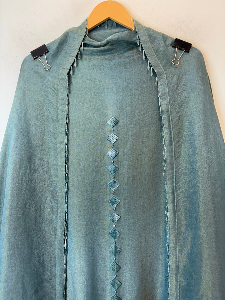 Zehvaya – Sea Green Shimmer Tissue Handwork Suit