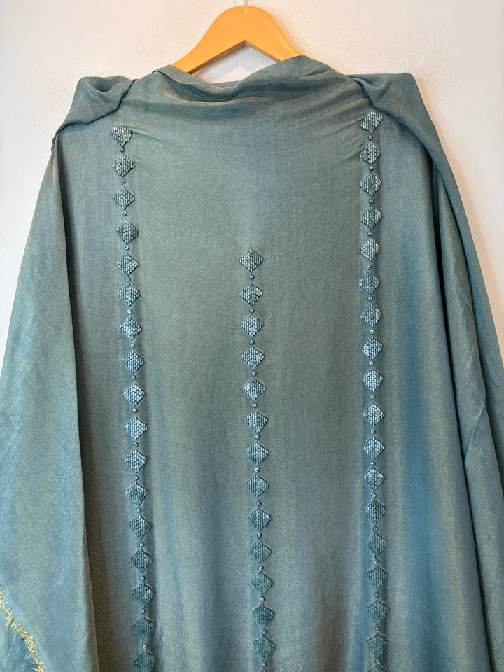 Zehvaya – Sea Green Shimmer Tissue Handwork Suit