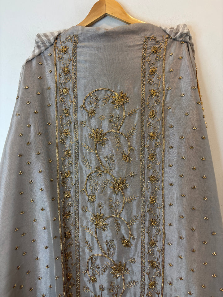 Zarielle – Grey Tissue Antique Gold Suit