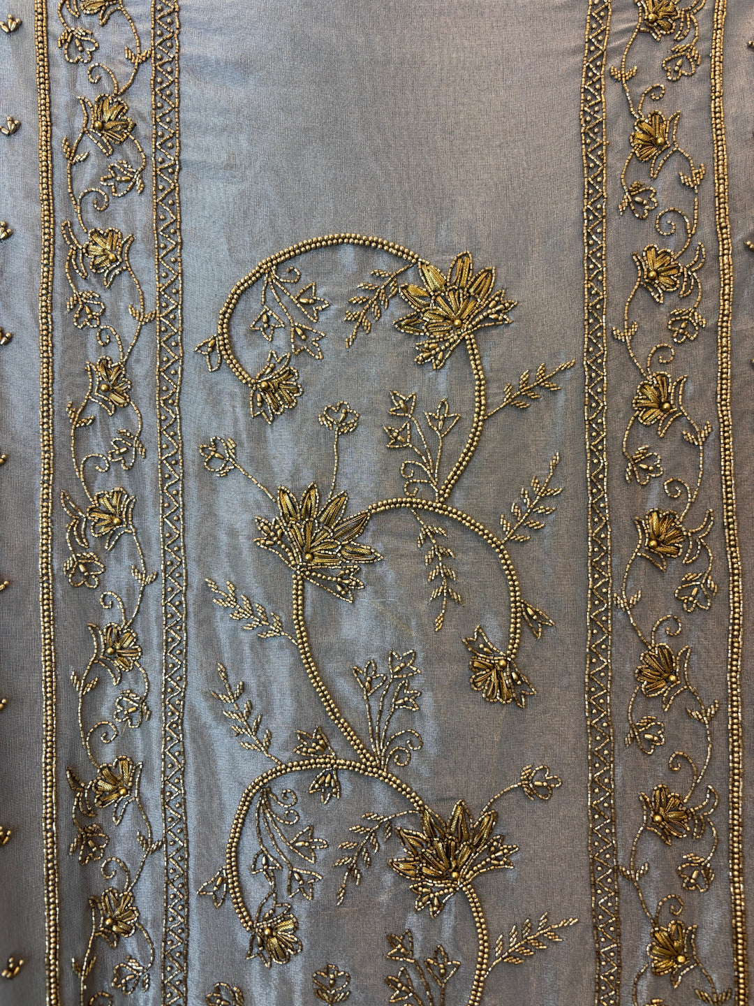 Zarielle – Grey Tissue Antique Gold Suit