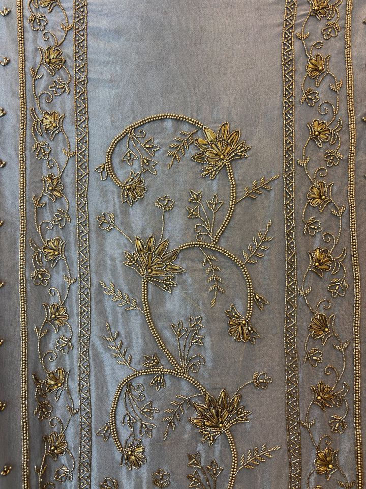 Zarielle – Grey Tissue Antique Gold Suit