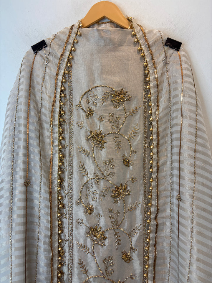 Zarielle – Ivory Tissue Antique Gold Suit
