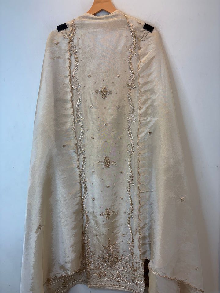 Zehira – Ivory Tissue Dabka Pearl Suit
