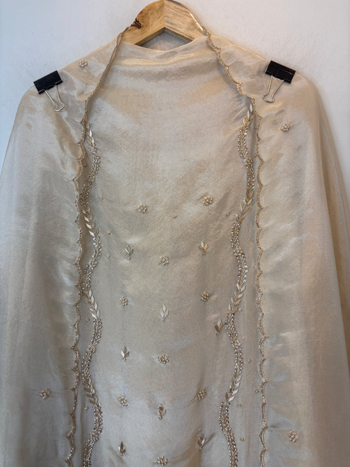 Zehira – Ivory Tissue Dabka Pearl Suit