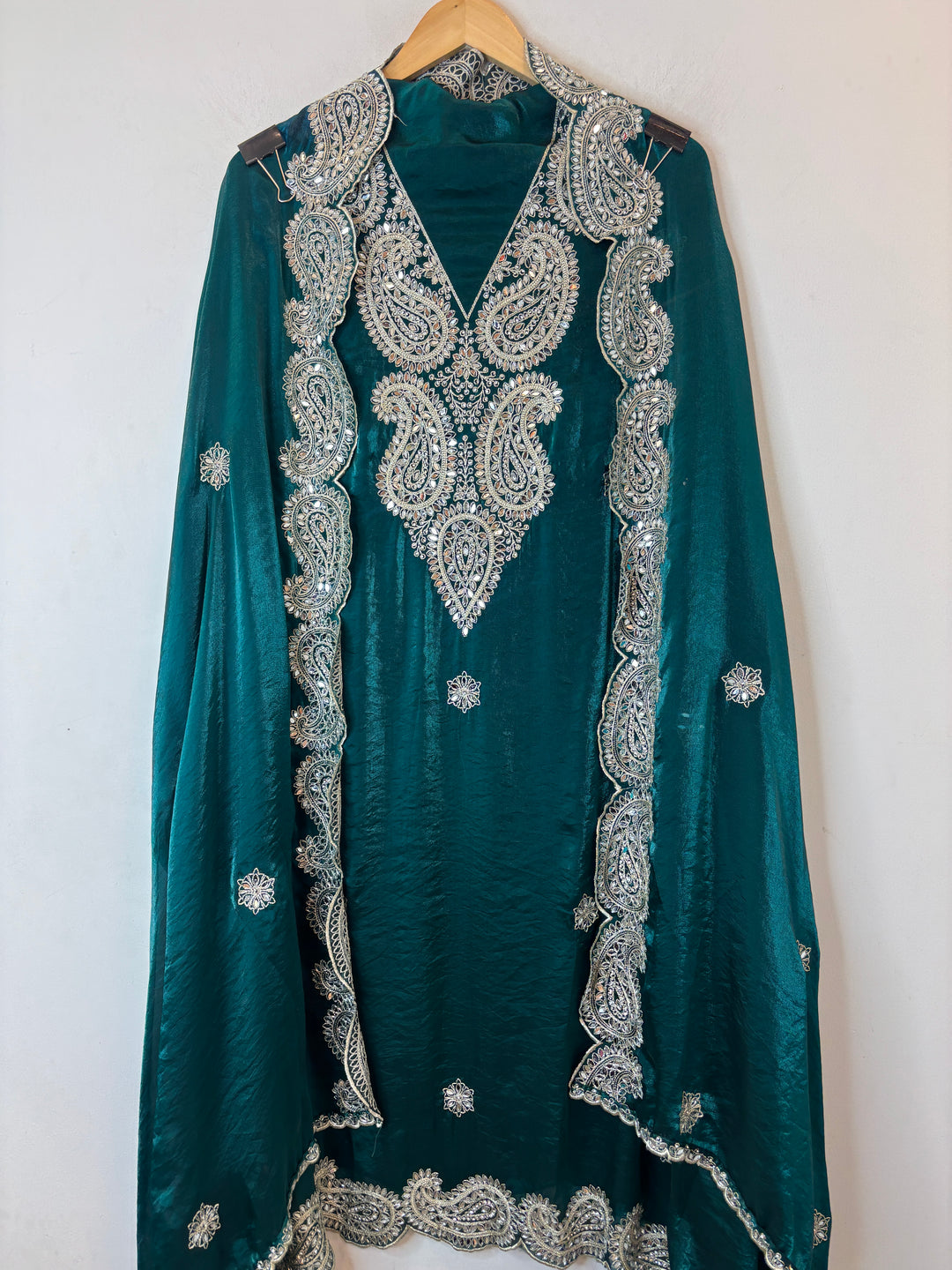 Zehvira – Blue Glass Organza Mirror Suit