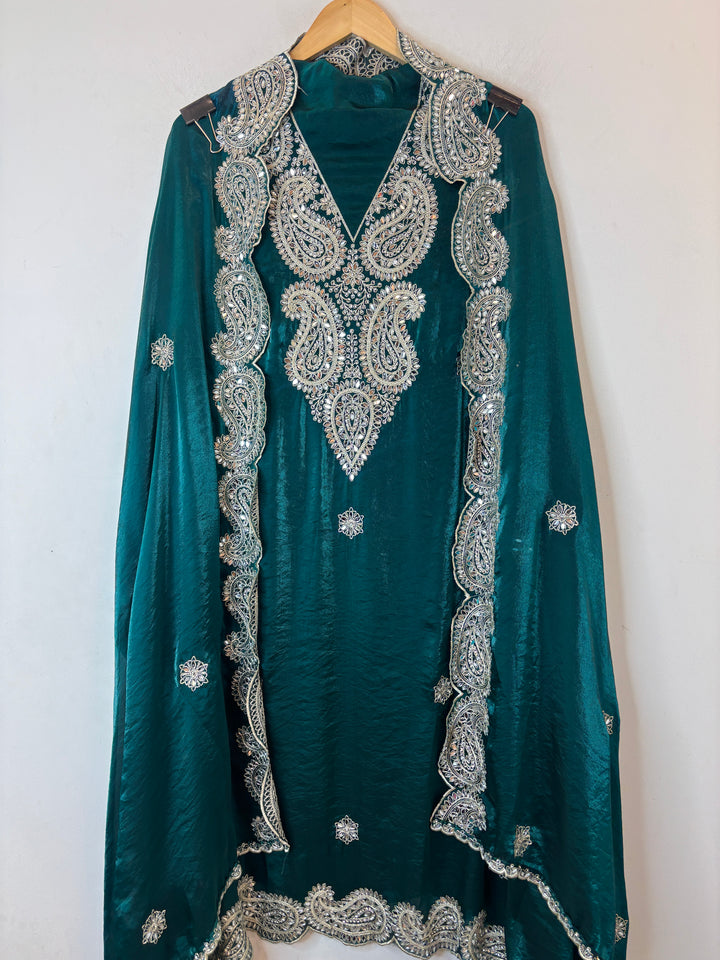 Zehvira – Blue Glass Organza Mirror Suit