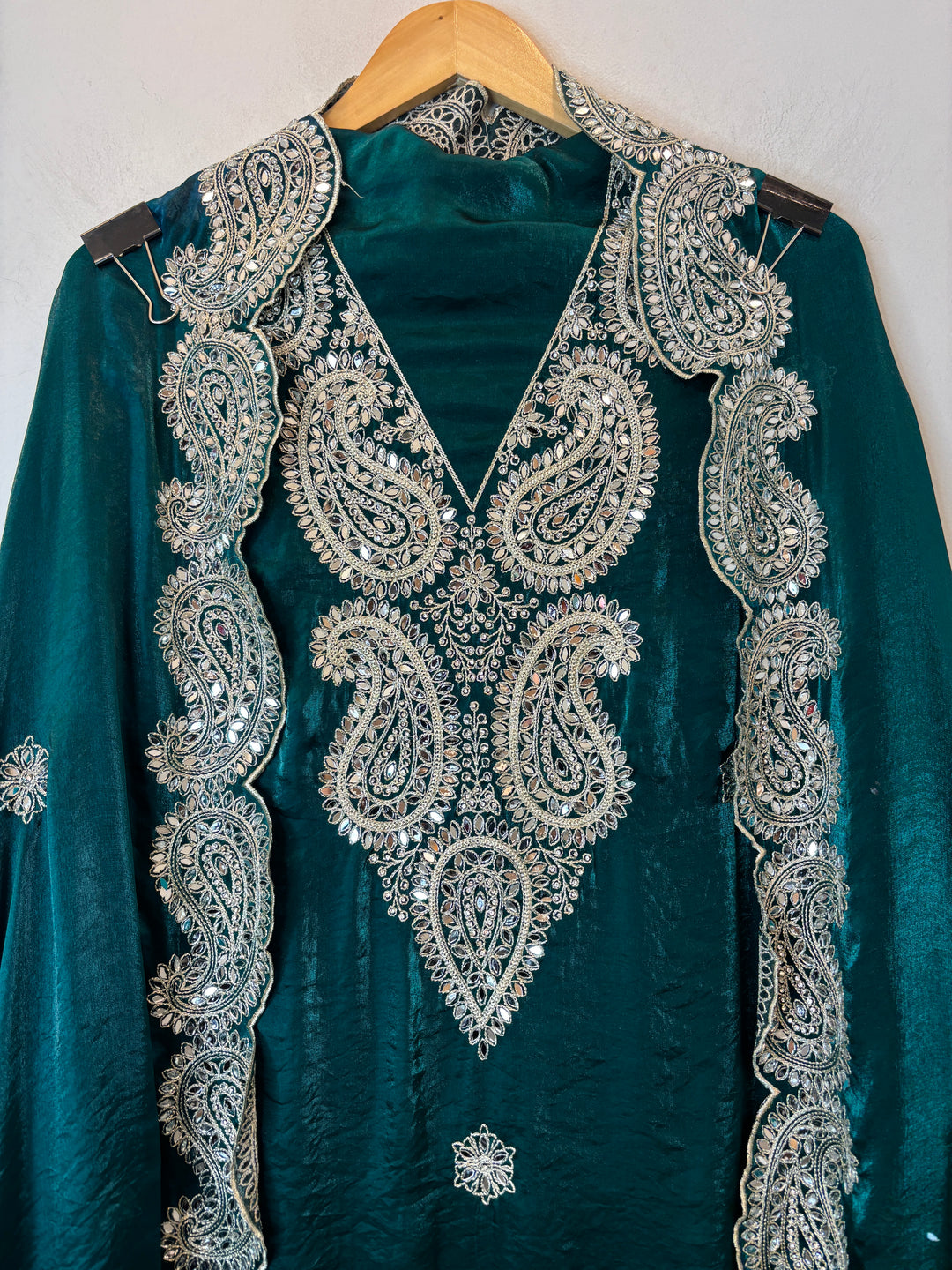Zehvira – Blue Glass Organza Mirror Suit