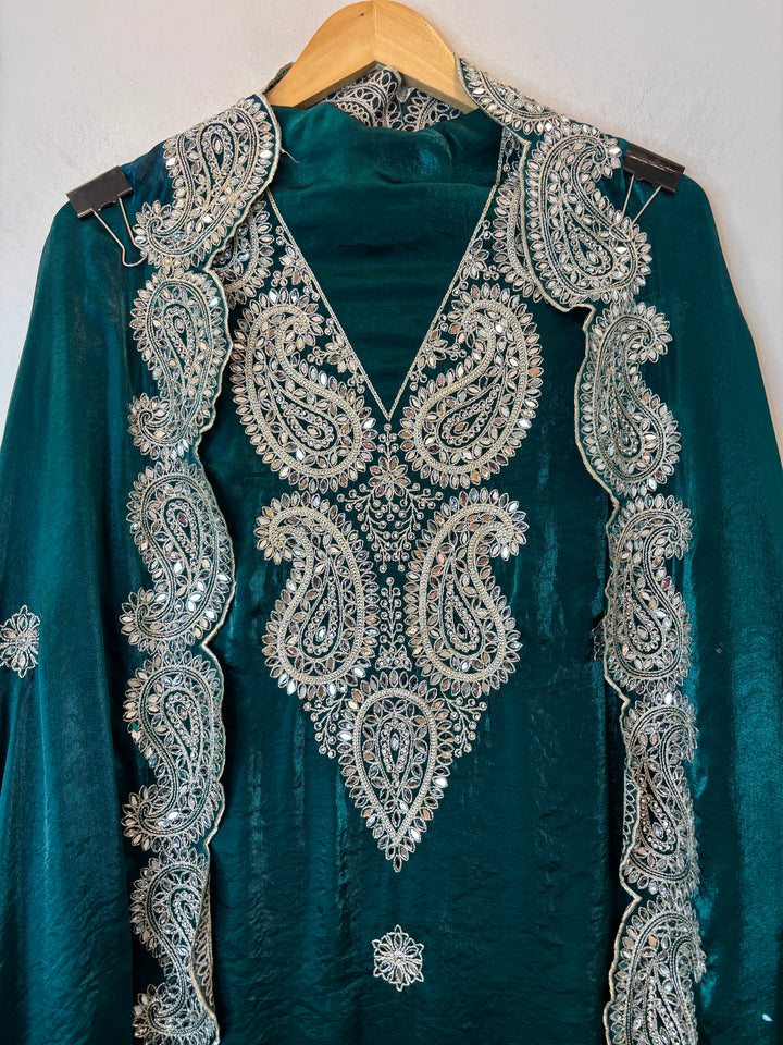 Zehvira – Blue Glass Organza Mirror Suit