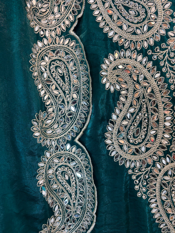 Zehvira – Blue Glass Organza Mirror Suit
