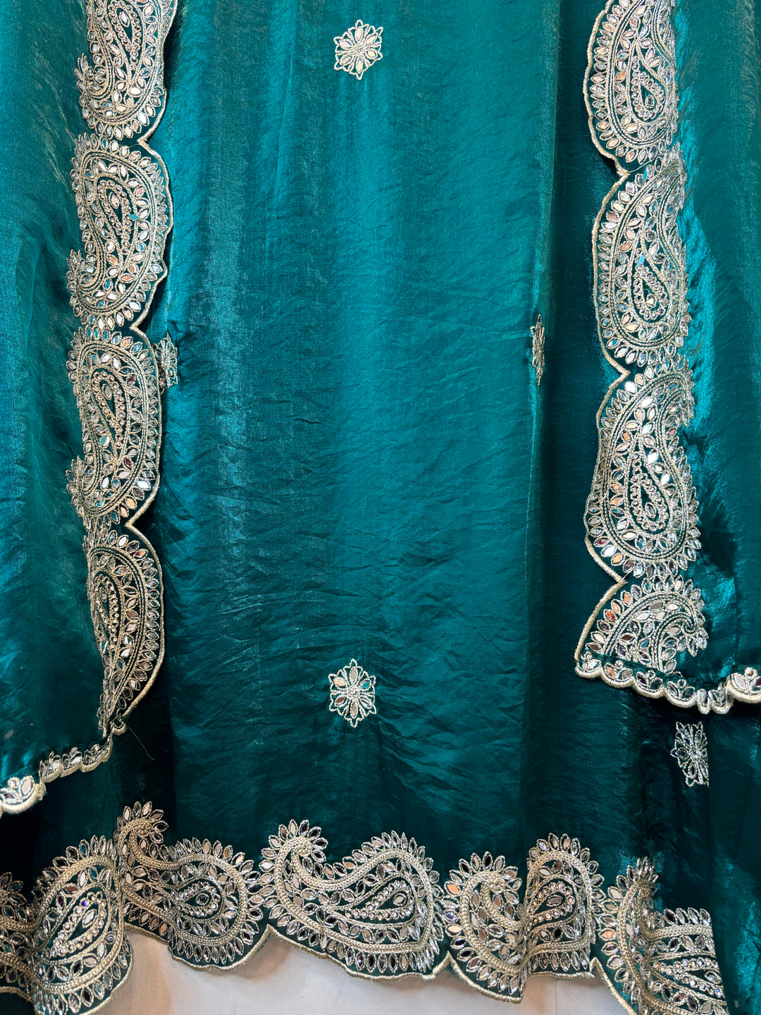 Zehvira – Blue Glass Organza Mirror Suit