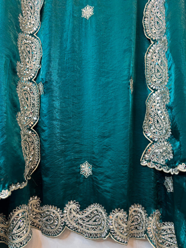 Zehvira – Blue Glass Organza Mirror Suit
