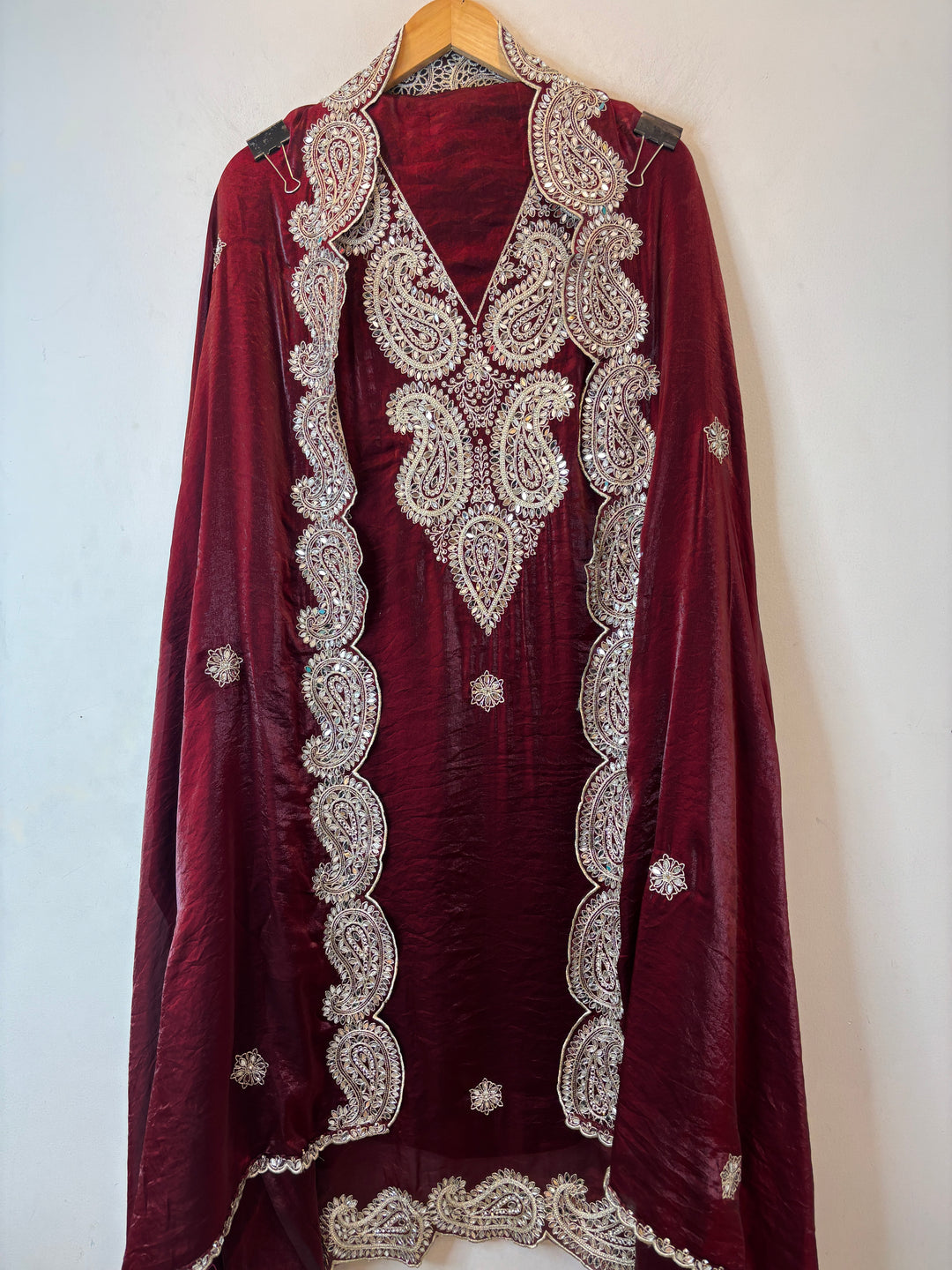 Zehvira – Red Glass Organza Mirror Suit