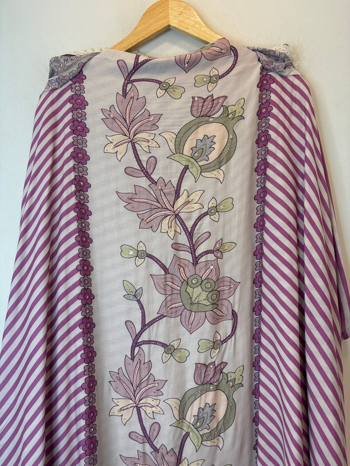Zivara – Lavender Muslin Printed Handwork Suit