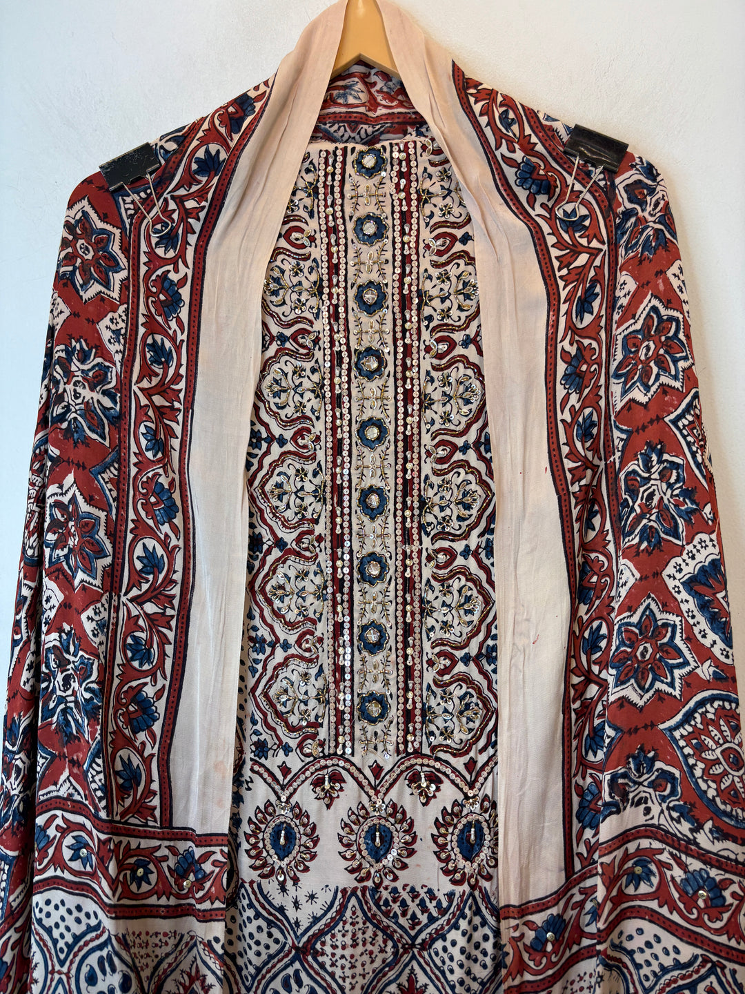 Brick Ajrakh Modal Mirror Work Suit Set