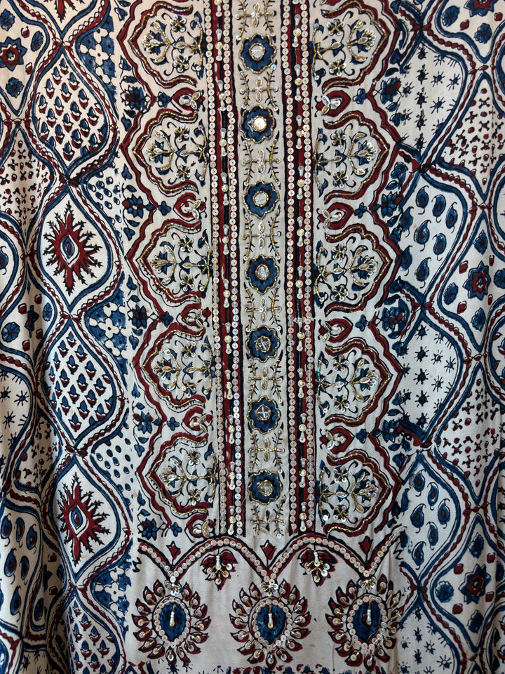 Brick Ajrakh Modal Mirror Work Suit Set