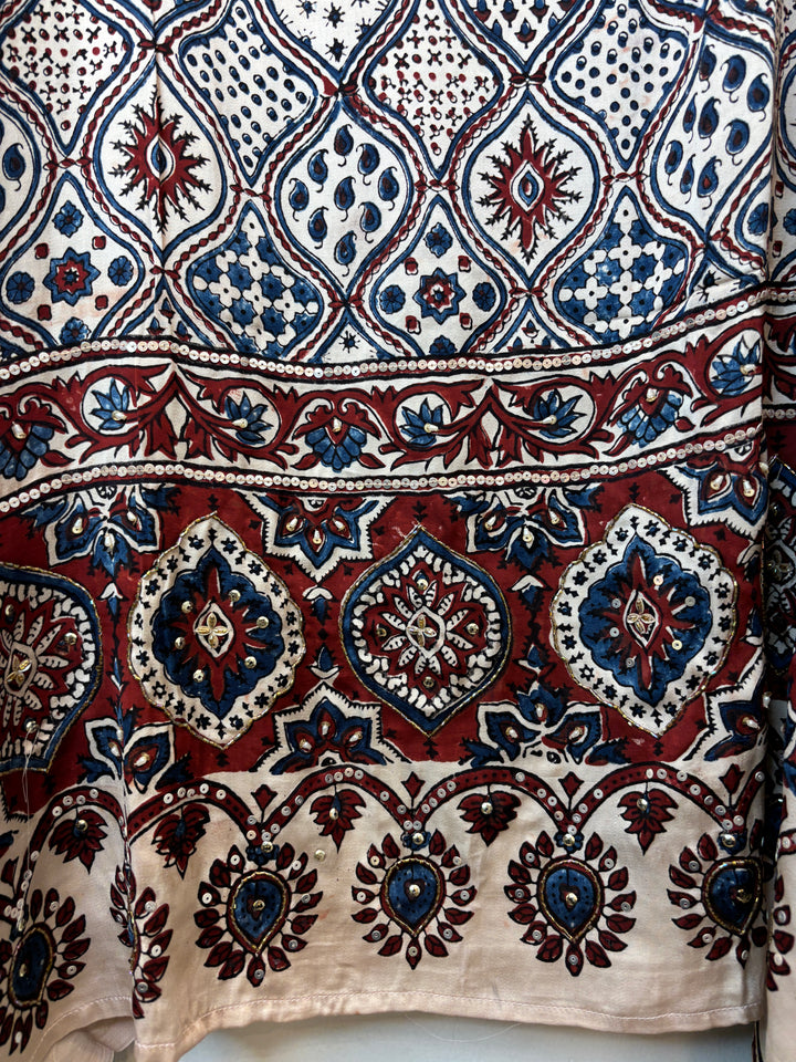 Brick Ajrakh Modal Mirror Work Suit Set