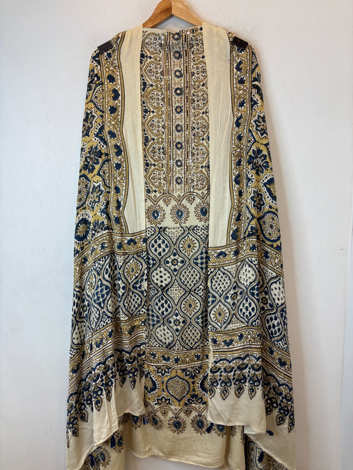 Yellow Ajrakh Modal Mirror Work Suit Set