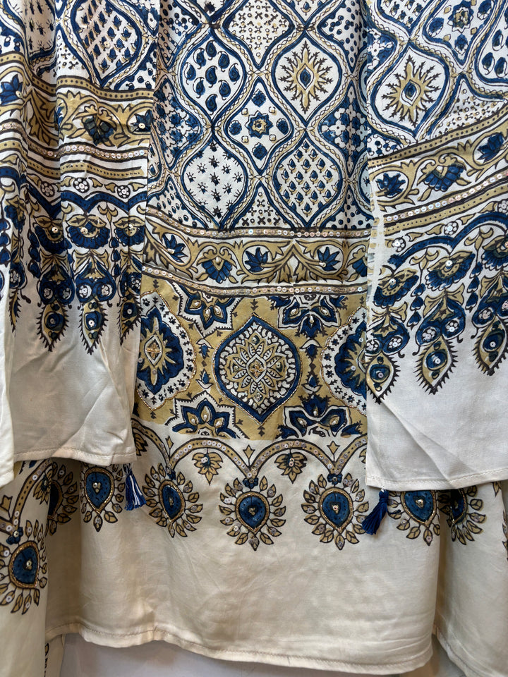 Yellow Ajrakh Modal Mirror Work Suit Set