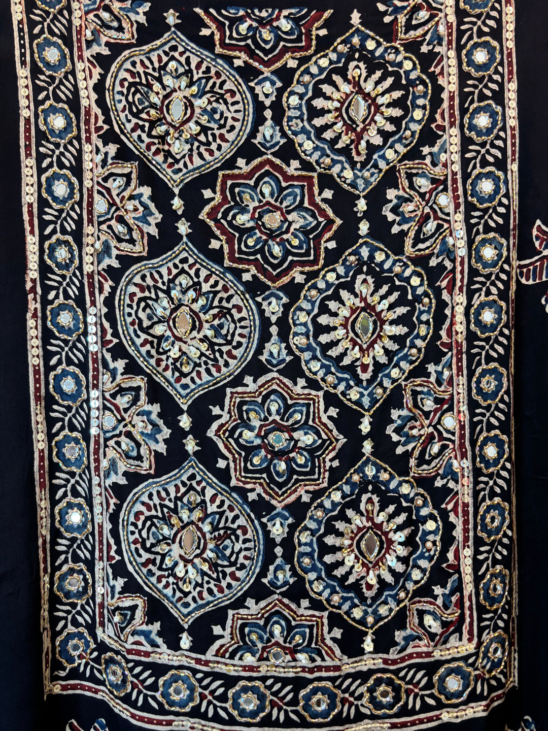 Black Ajrakh Modal Mirror Work Suit Set