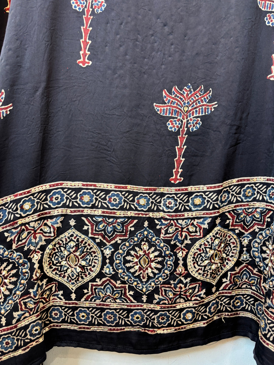 Black Ajrakh Modal Mirror Work Suit Set
