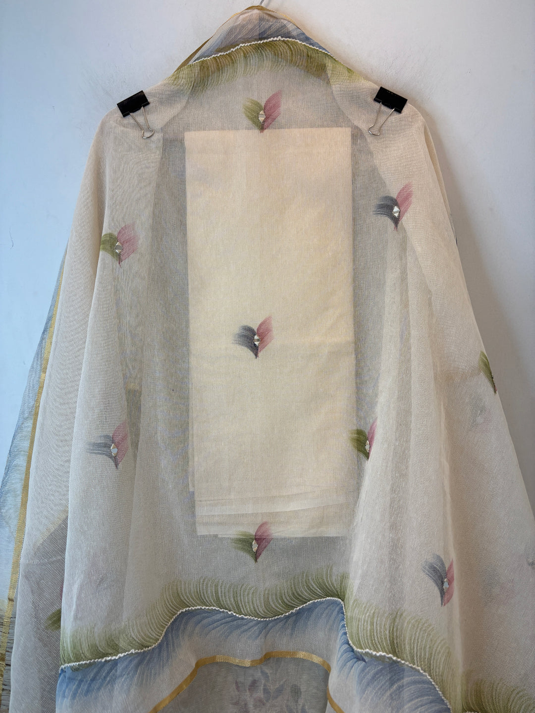 Green Jute Cotton Mirror Work Suit Set
