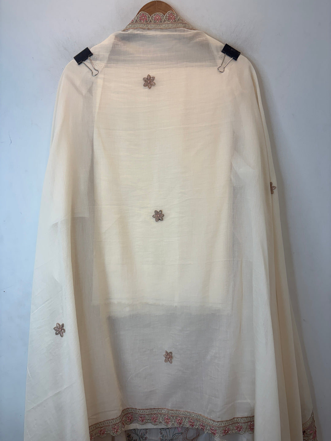 Pink Mul Cotton 3D Floral Embroidered Suit Set