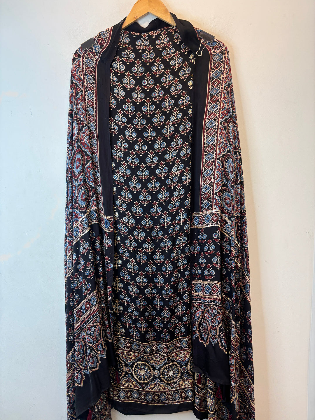 Black Ajrakh Modal Mirror Work Suit Set