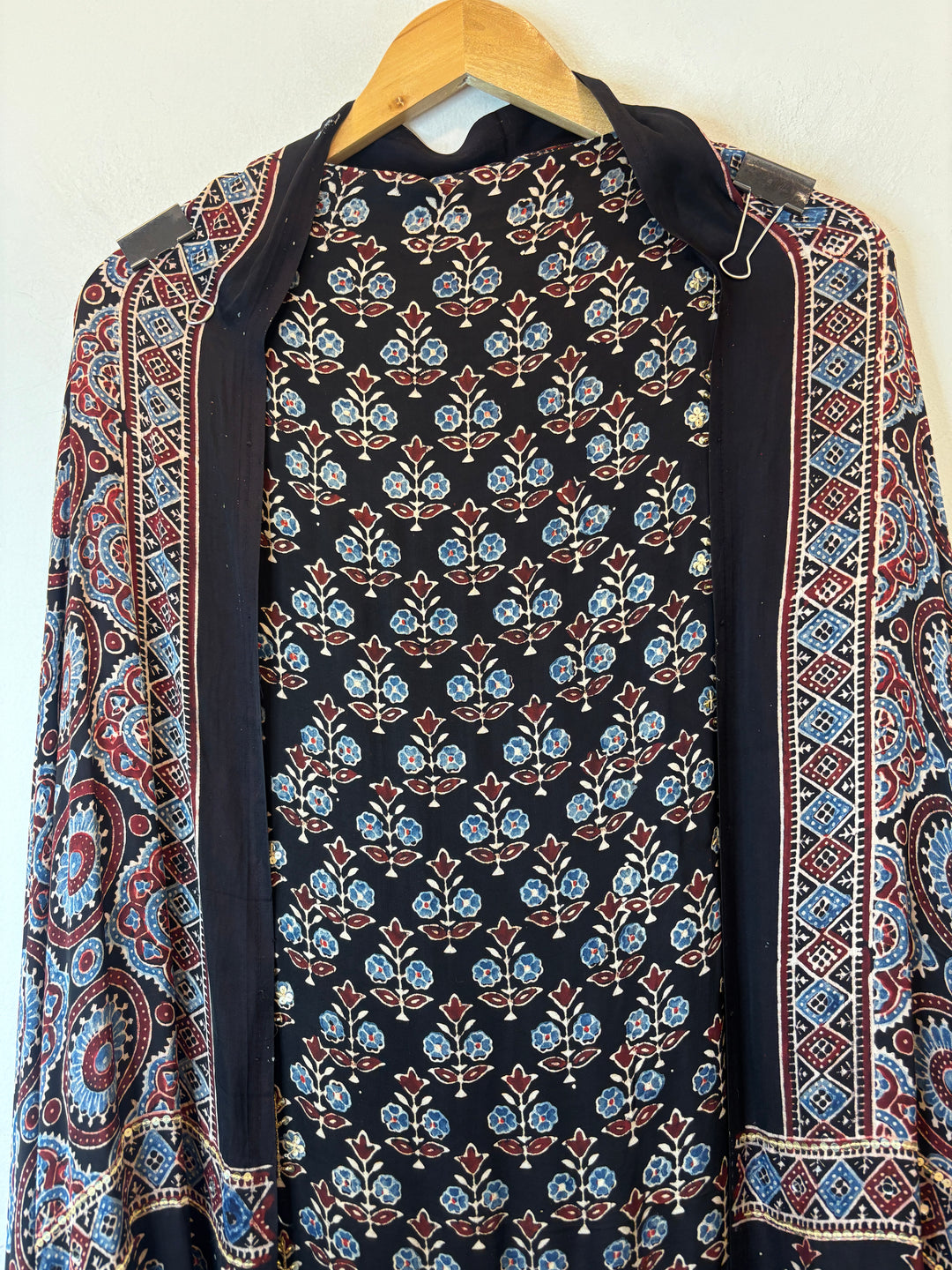 Black Ajrakh Modal Mirror Work Suit Set