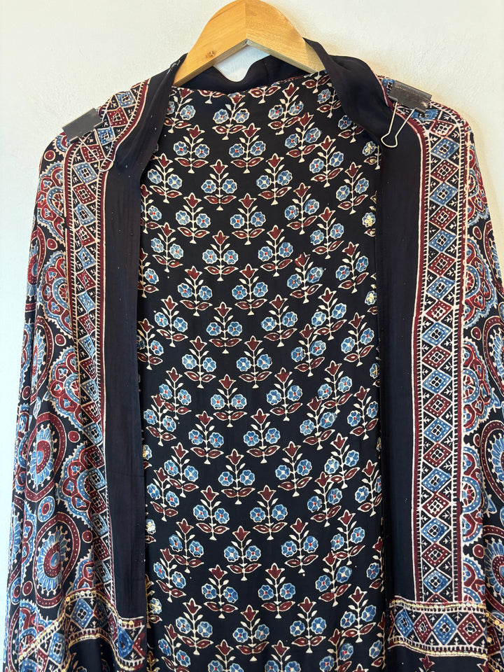 Black Ajrakh Modal Mirror Work Suit Set