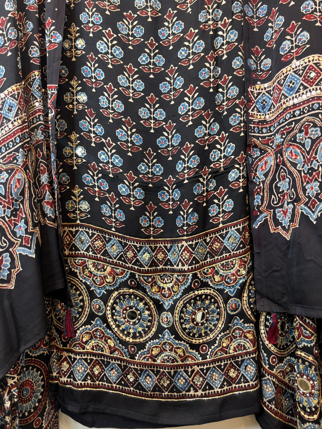 Black Ajrakh Modal Mirror Work Suit Set