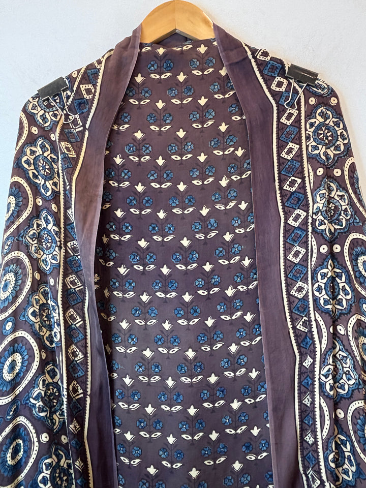 Purplish Brown Ajrakh Modal Mirror Work Suit Set