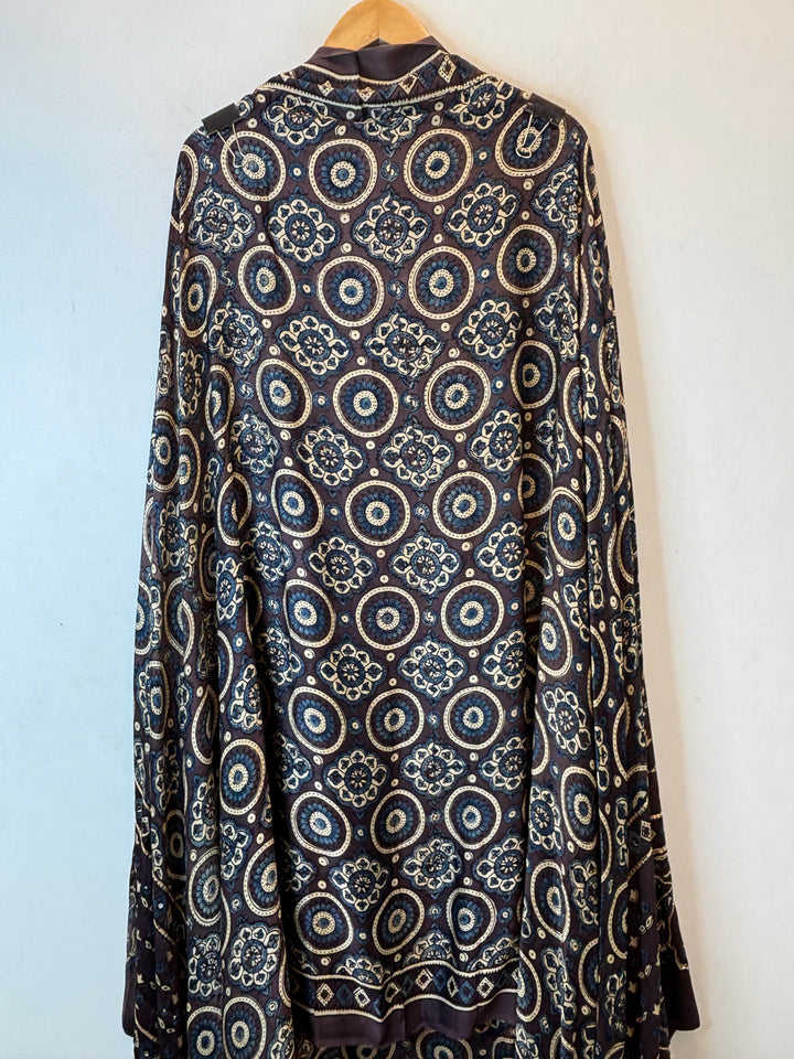 Purplish Brown Ajrakh Modal Mirror Work Suit Set