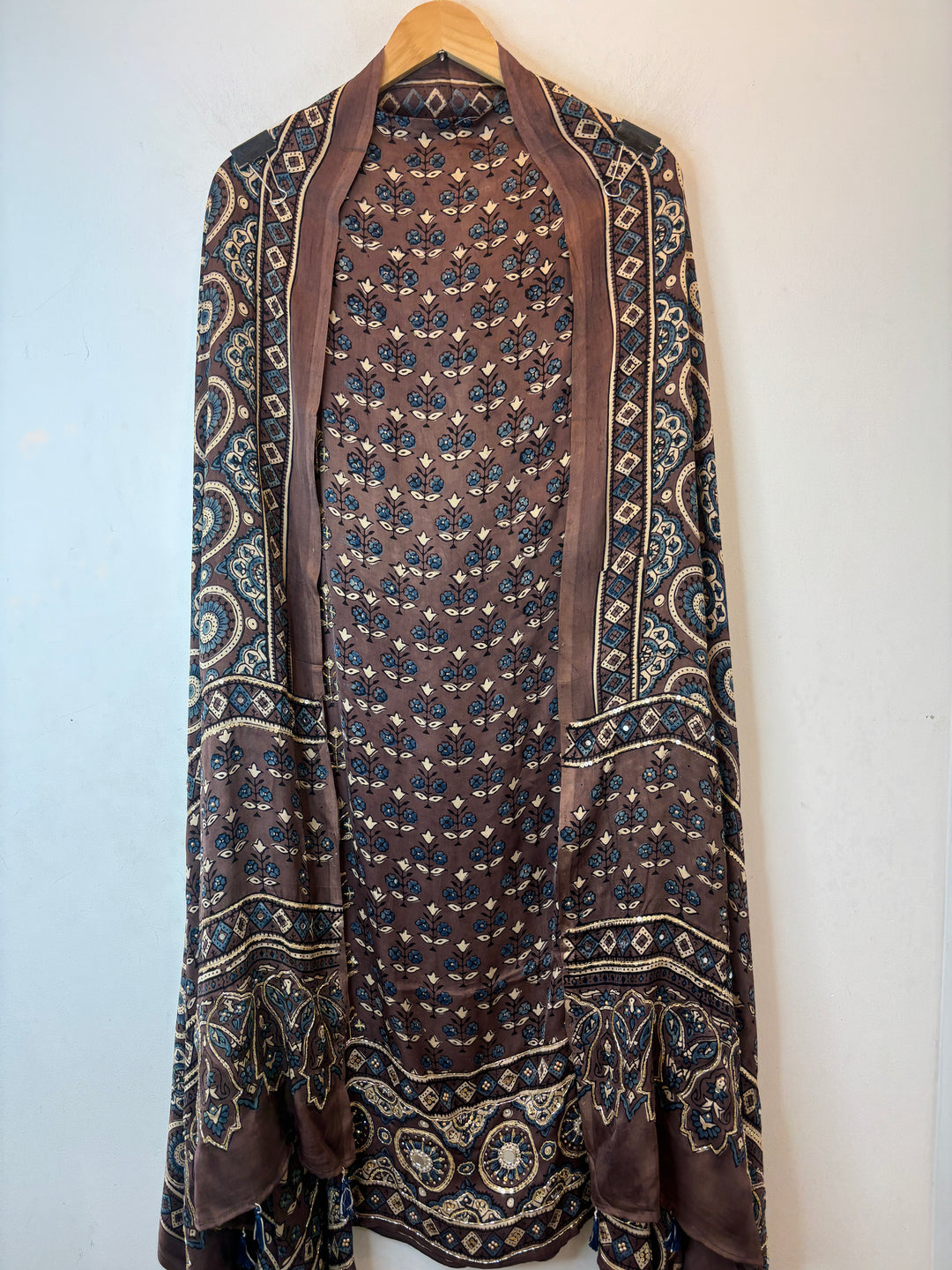 Brown Ajrakh Modal Mirror Work Suit Set