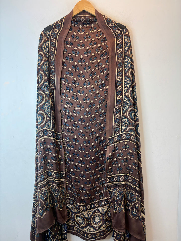 Brown Ajrakh Modal Mirror Work Suit Set